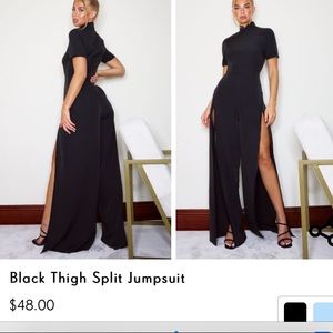 Black Thigh Split oriental jumpsuit